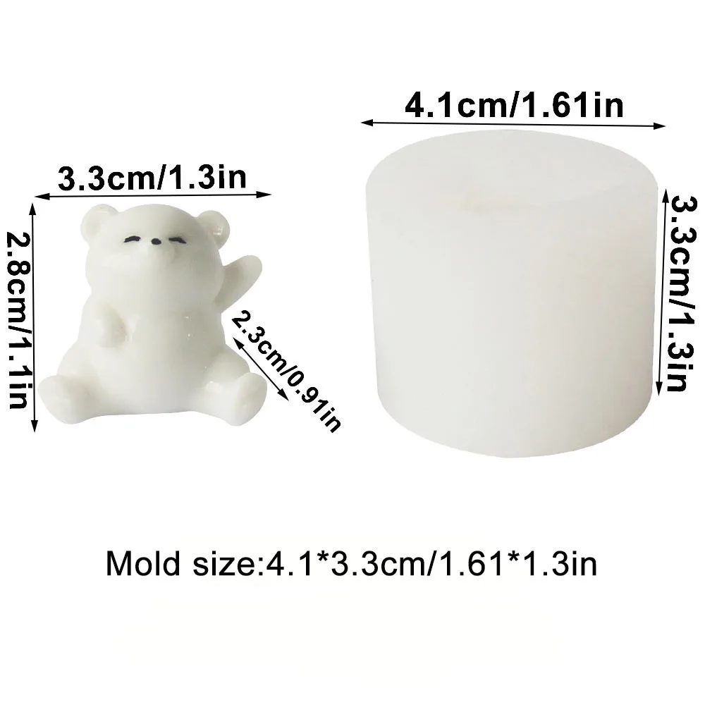 Mini Eisbär Tier niedlich weiß Bär Kuchen Ornament Schokolade Süßigkeiten handgemachte Kerze Form Prise Gips fallende Silikonform – Detail 8