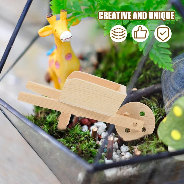 Mini Kocsi Miniatűr Farm Talicska Fa Modell Szimulációs Játékkert Modellek - Image 2