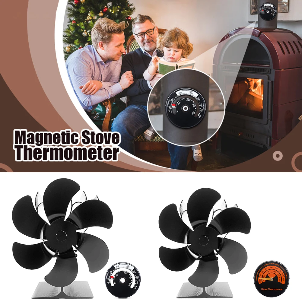 6 Blades Heat Powered Stove Fan Log Wood Burner Eco-fan Quiet Fireplace Fan Winter Warm Home Heater Efficient Heat Distribution