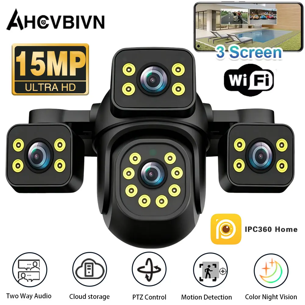 IPC360 Home 15MP Three Lens Three Lens Wifi Camera PTZ Outdoor Wireless Security Cam AI Human Monitoring Video Surveillance 1