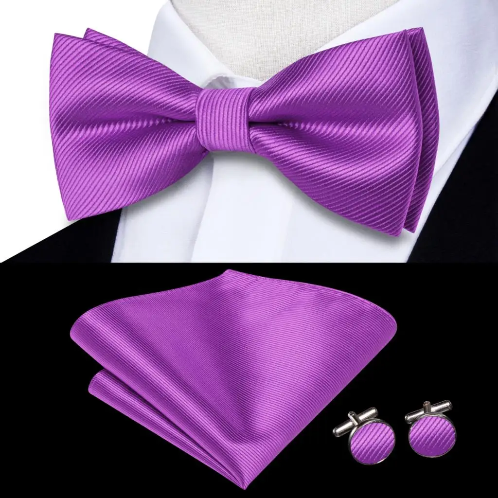 Hi-Tie Seide vorgebunden Herren Fliege Einstecktuch Manschettenknöpfe Set Fliege männlich Jacquard solide Paisley Blumen Hochzeit Business hohe Qualität – Detail 16