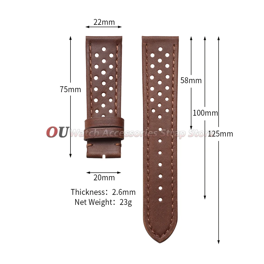 Vintage Genuine Leather Watch Band - Breathable Sport Strap Bracelet Accessory