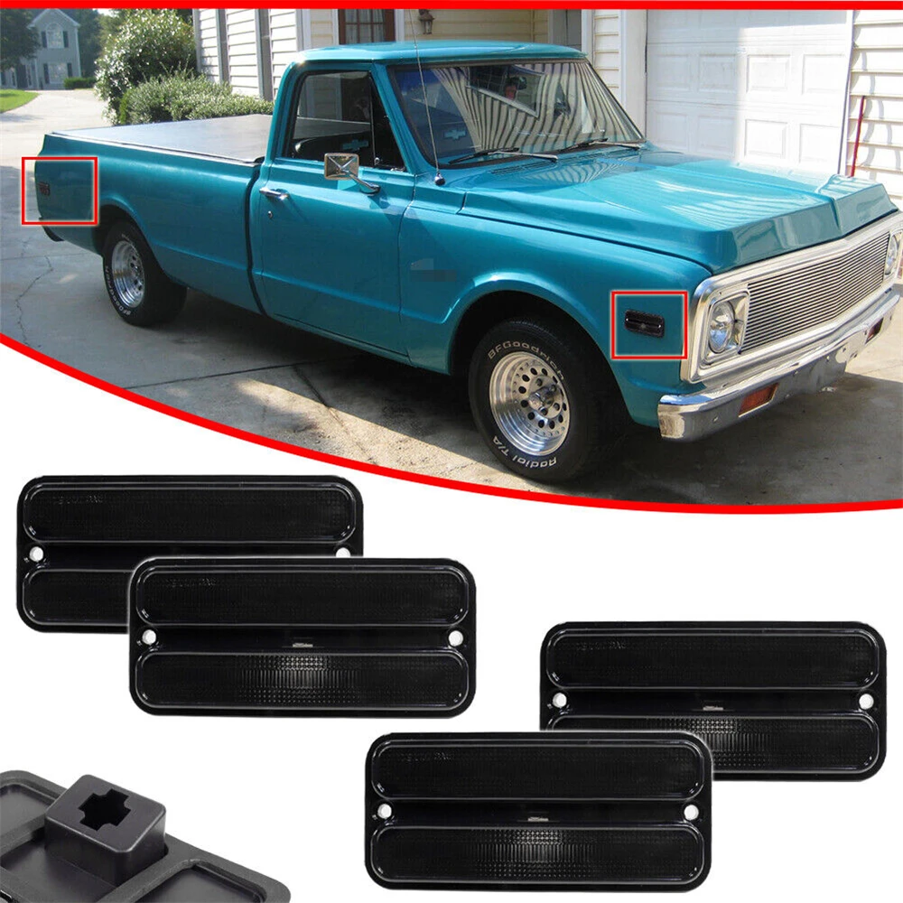 

​Smoked Front and Rear Side Marker Lights Lamps 1968-1972 for Chevy GMC Truck