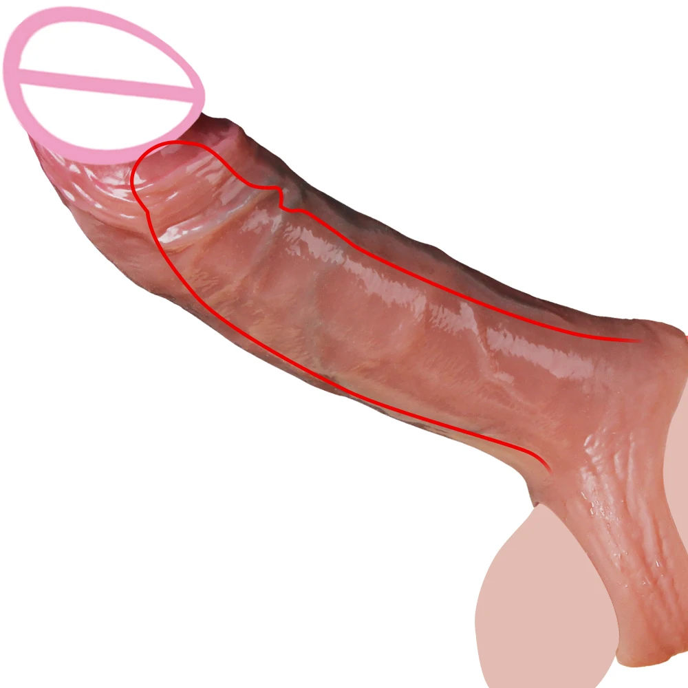 Penis Cock Sleeve Male Penis Enlarger Extender for Men Realistic Dildo Ring to Lock the Sperm Male Training Sex Toy