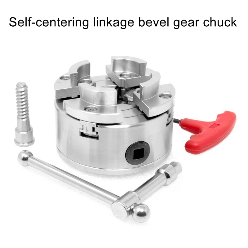 Woodworking lathe chuck wood rotary chuck 4 inch 6 inch self-centering linkage bevel gear chuck round claw 4 four claw chuck