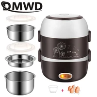 Boîte à lunch chauffante électrique portable, mini cuiseur à riz, acier inoxydable, 110 couches, cuiseur vapeur, pique-nique, récipient chauffe-repas, 2/3 V 2
