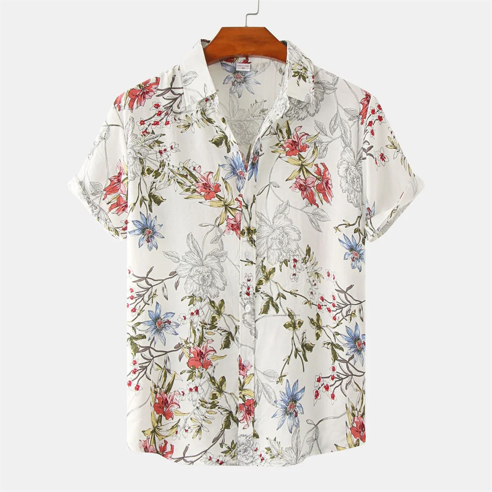 Simple Flower Men's Shirt 3d Printed Tops Fashion Loose Oversized Wear daily Casual Short Sleeved Shirt Comfort Men's Clothing