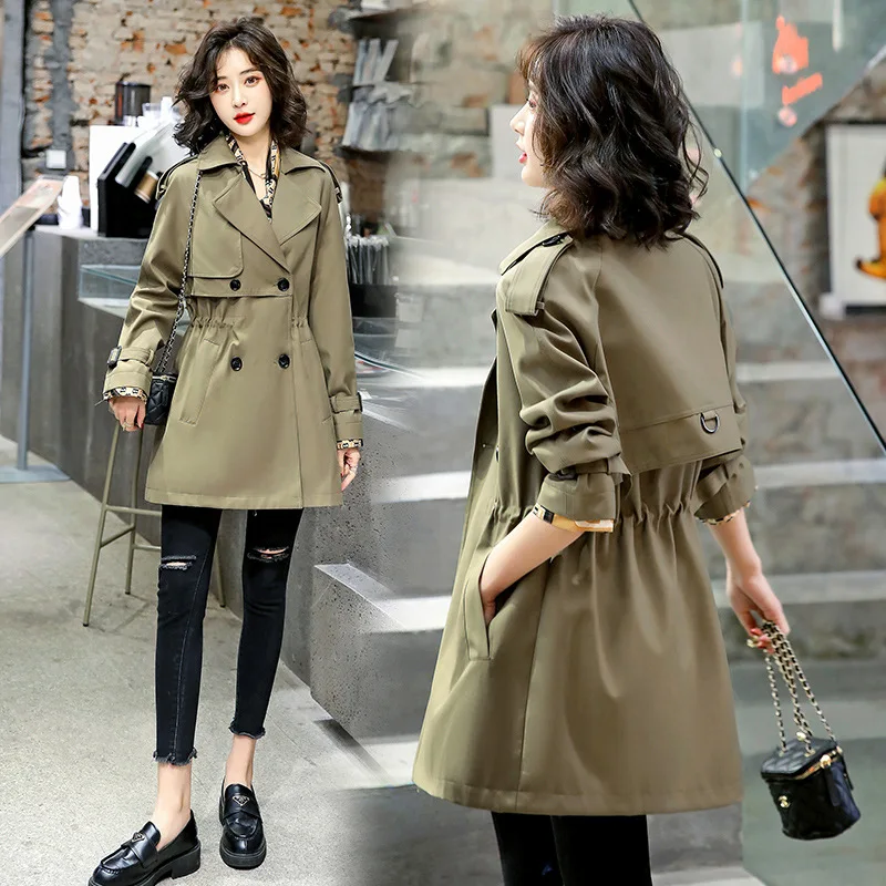 

Эта ветровка-это женский наряд средней длины на весну и осень 2023 года с новой курткой в британском стиле