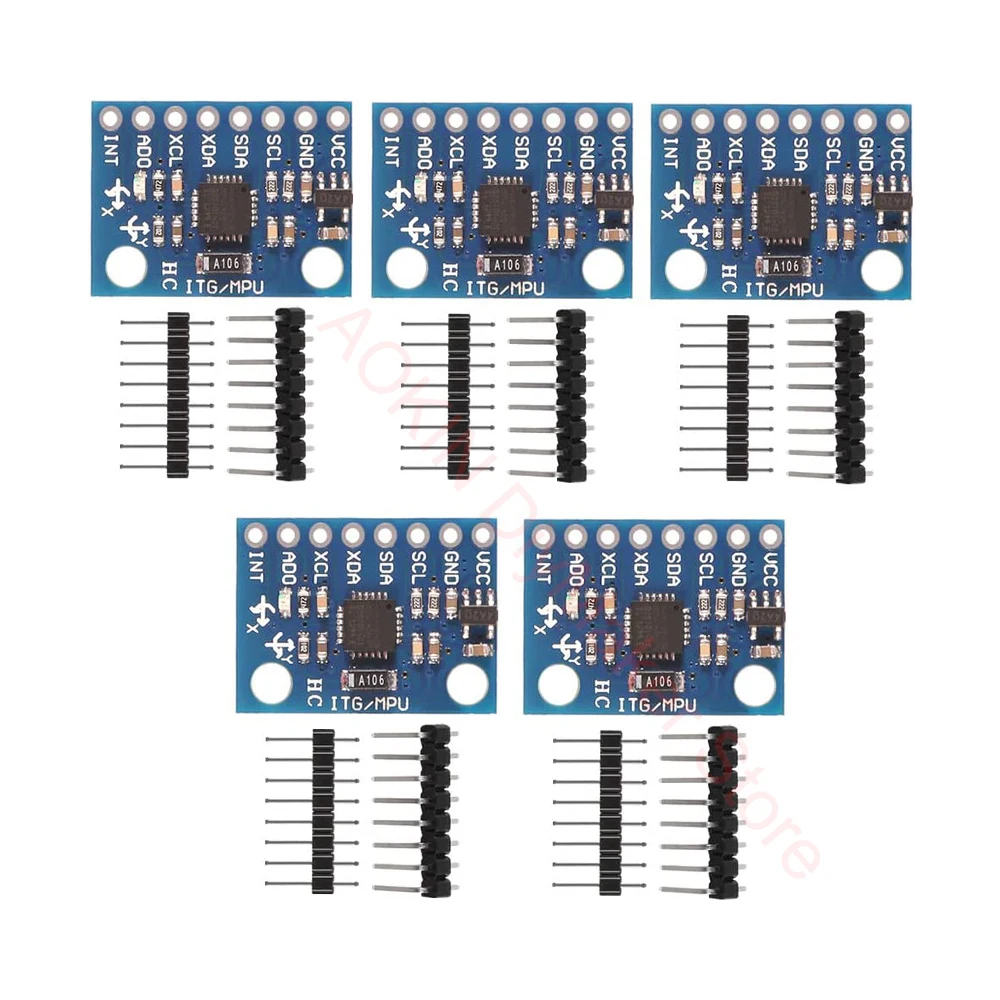 

5 pcs GY-521 MPU-6050 MPU6050 Module 6-axis Accelerometer Gyroscope Sensor 16 Bit AD Converter Data Output IIC I2C for Arduino