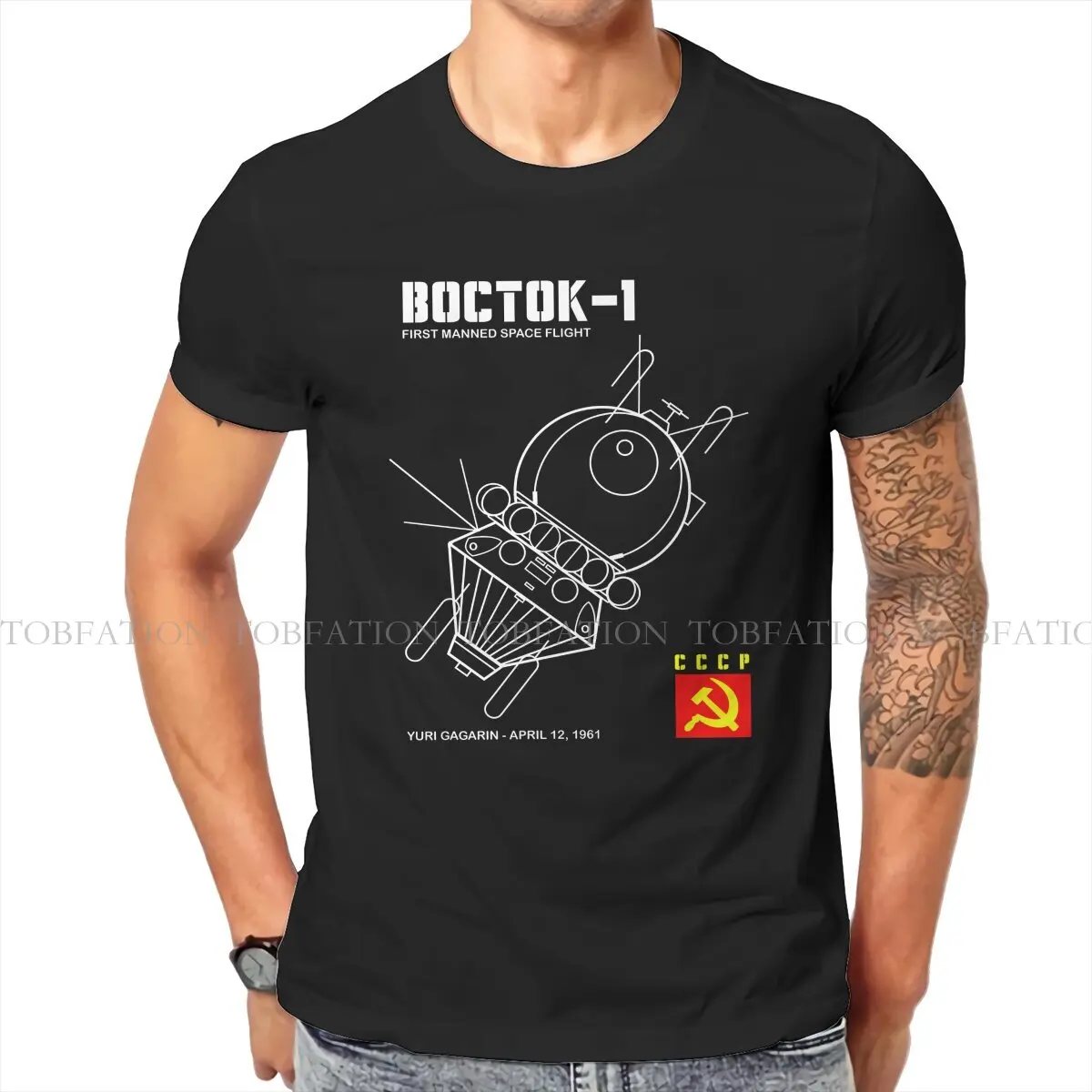 

Russian USSR CCCP Man TShirt Vostok 1 Spacecraft Fashion T Shirt Original Streetwear Hipster