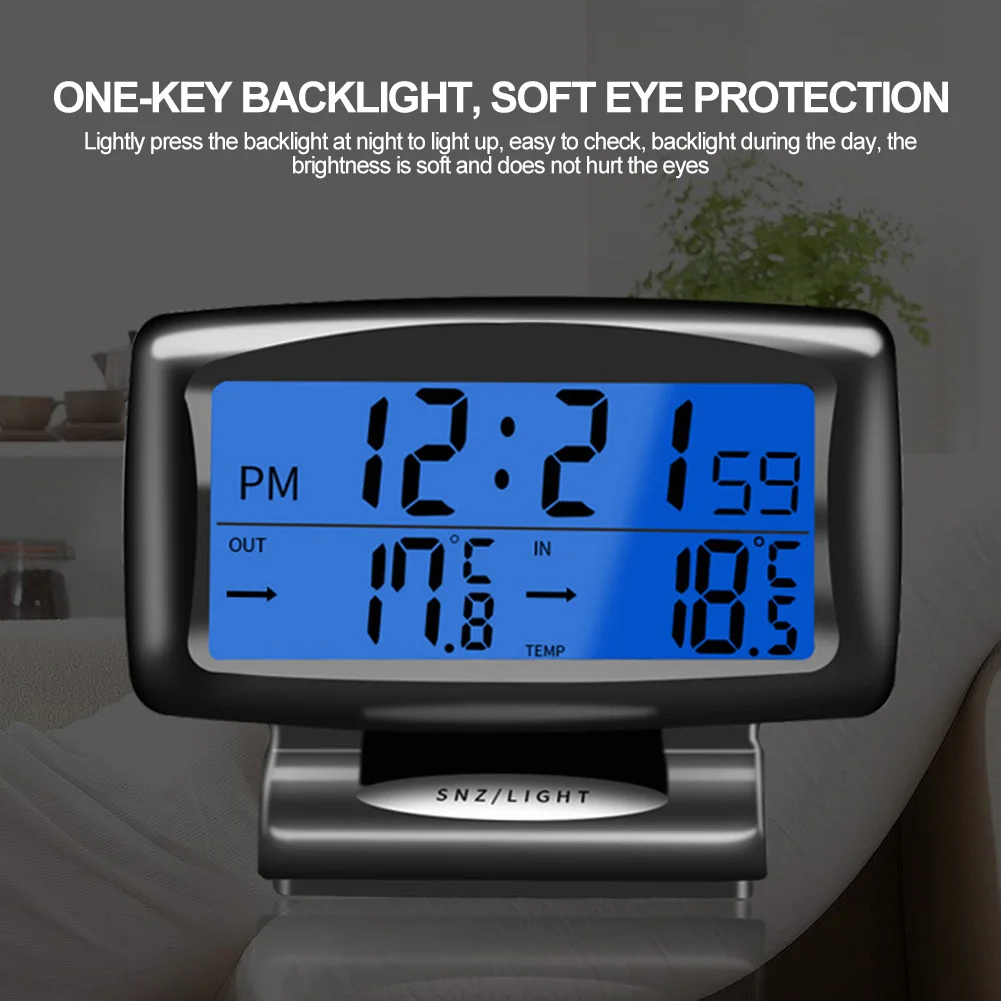 Car Thermometer Digital Alarm Clock Auto Vehicles Temperature Gauge with Backlight Electronics Dashboard |
