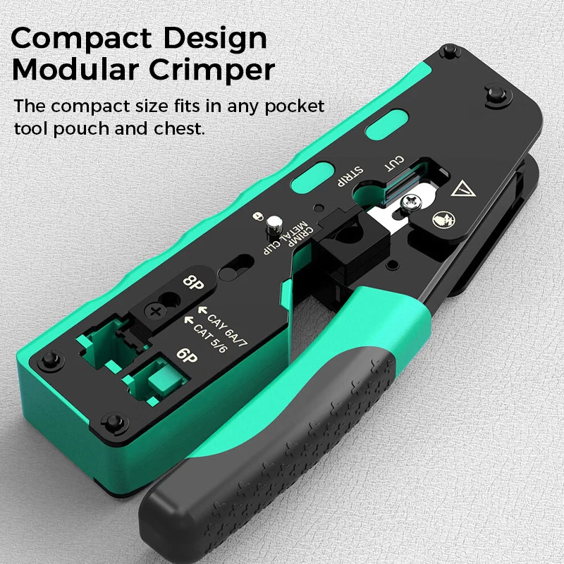 Zoerax Ethernet Cabo Crimper Rj45 Crimping Tool Pass Through Grau Profissional Cat7 Cat6a Cat6 Cat5e Cat5 Plugs Modulares - Imagem 2