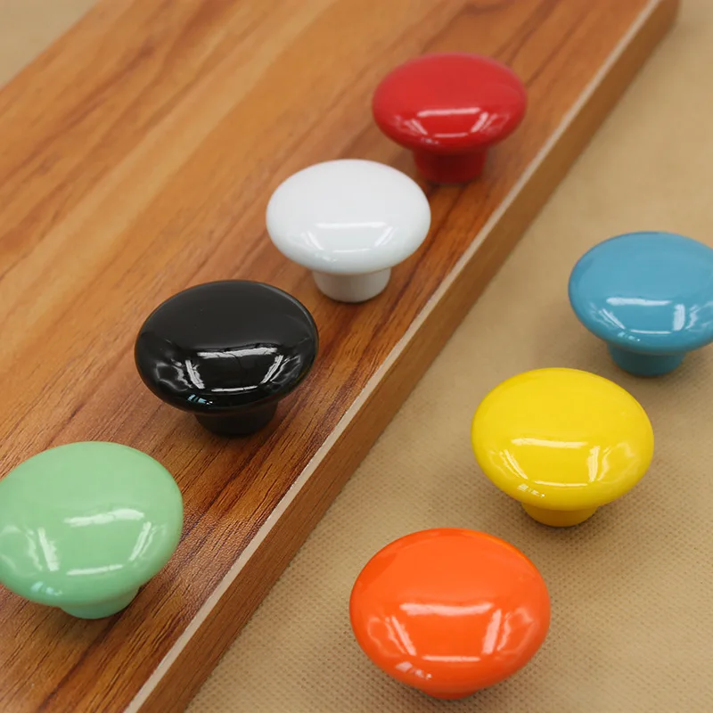 Cabinet Handles Colorful Ceramic Door Handles Round Cabinet Knobs Cupboard Drawer Wardrobe Pull Knob Furniture Candy Color Accessories cabinet handles
