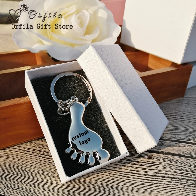 Personalized Baptism Christening Souvenir Foot Shaped Keychain Bottle