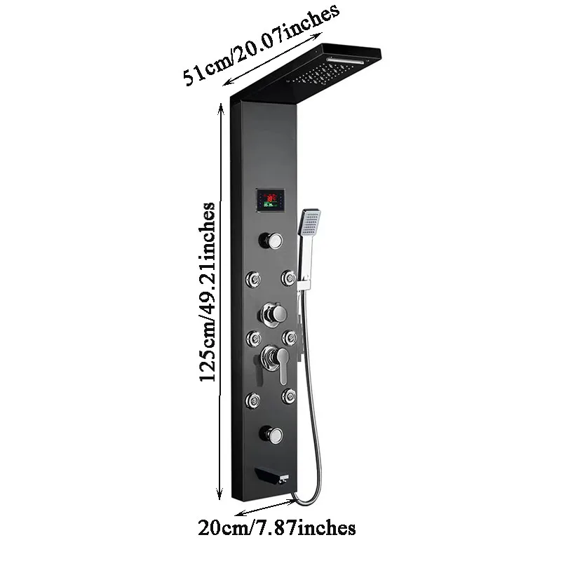 LED Rainfall Waterfall Shower Head Rain Massage System with Body Jets Stainless Steel 304 Bathroom Shower Panel  Tower System 3