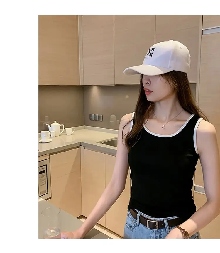 Sport Weste Baumwolle Tank Soft Top Für Frauen Sommer Outfits Enge Sexy Tank Top Gestrickte Unten Hemd Ärmelloses Top Für Oberbekleidung – Detail 4