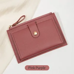 Sleek Minimalist Women's PU Leather Card Wallet (QB342-Pinkpurple)