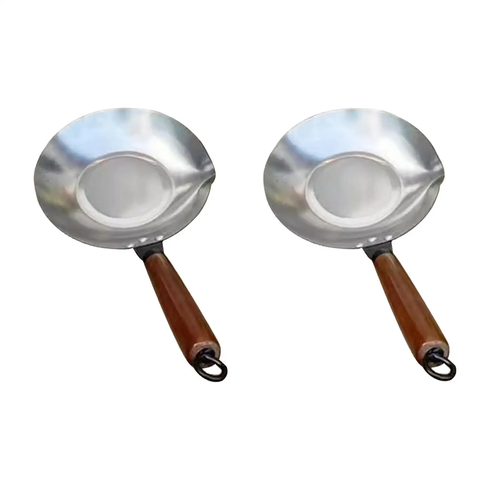 Sugar Pan Wok with Pour Spout with Wooden Handle Sugar Dipping Pan for Chocolate Cooking Tanghulu Making Candied Haws Snacks