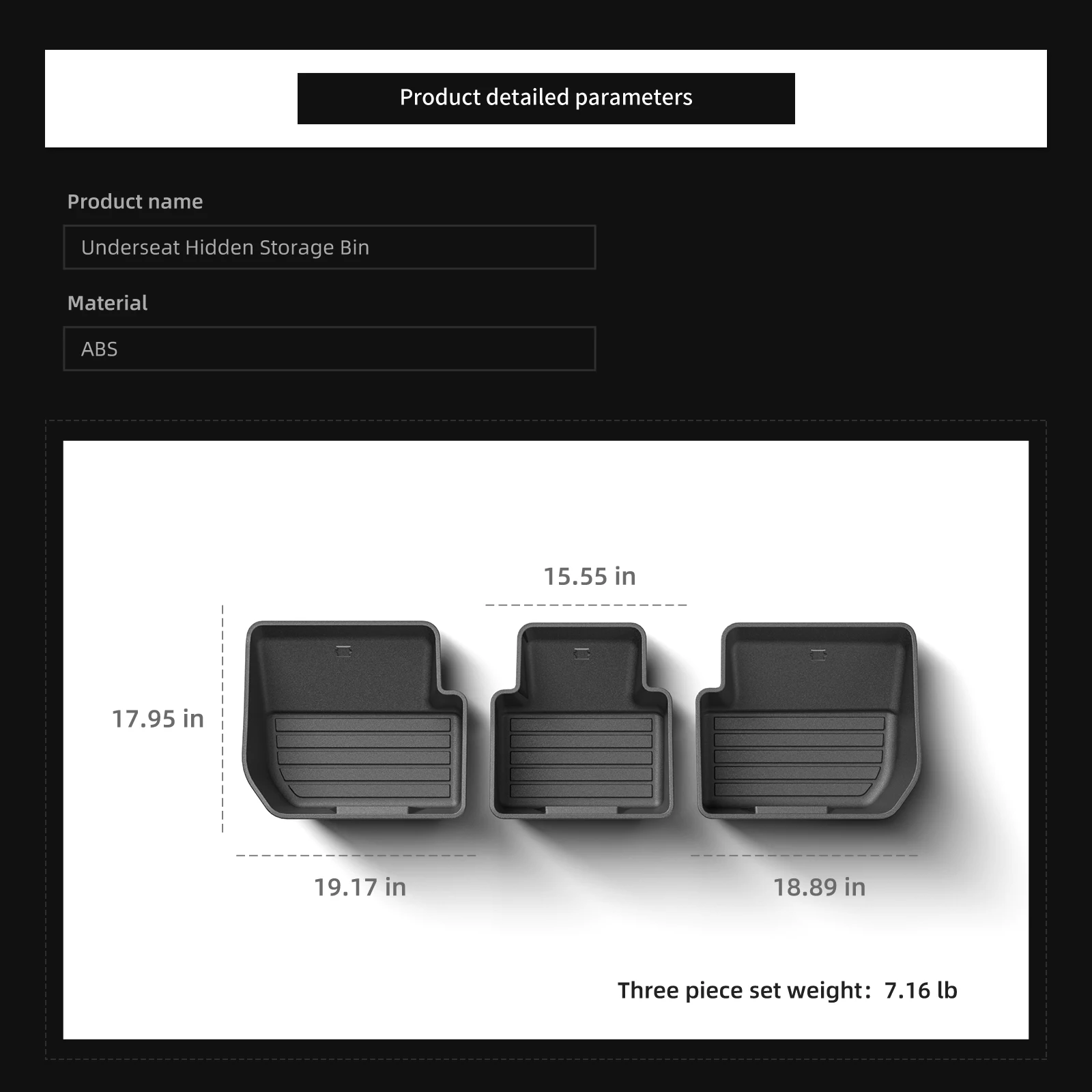 for Tesla Cybertruck 2024-2025 Under Seat Storage Box Car Interior Accessories Rear Seat Lower Box Case Organizer 3Pcs