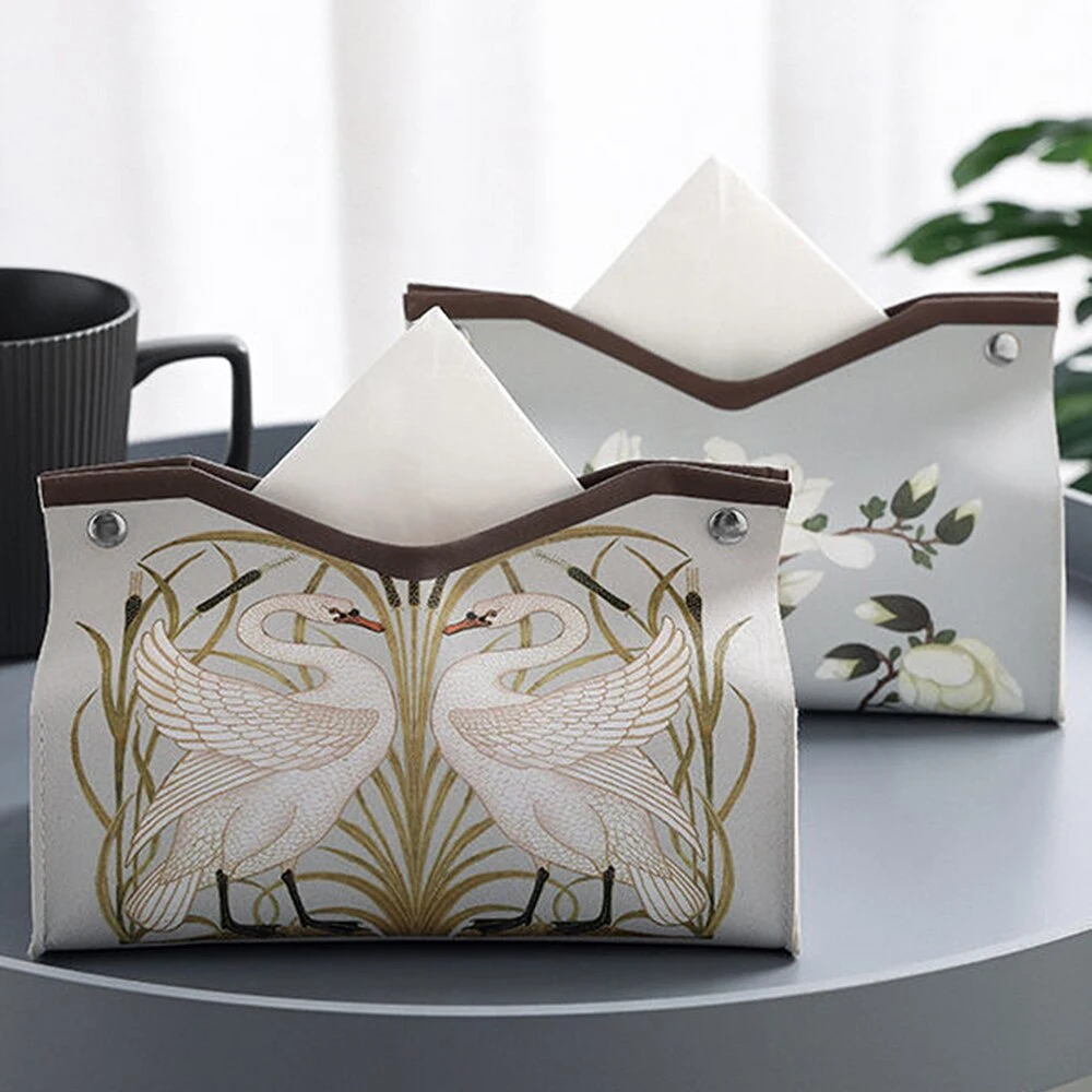 Elegant Floral PU Leather Tissue Box