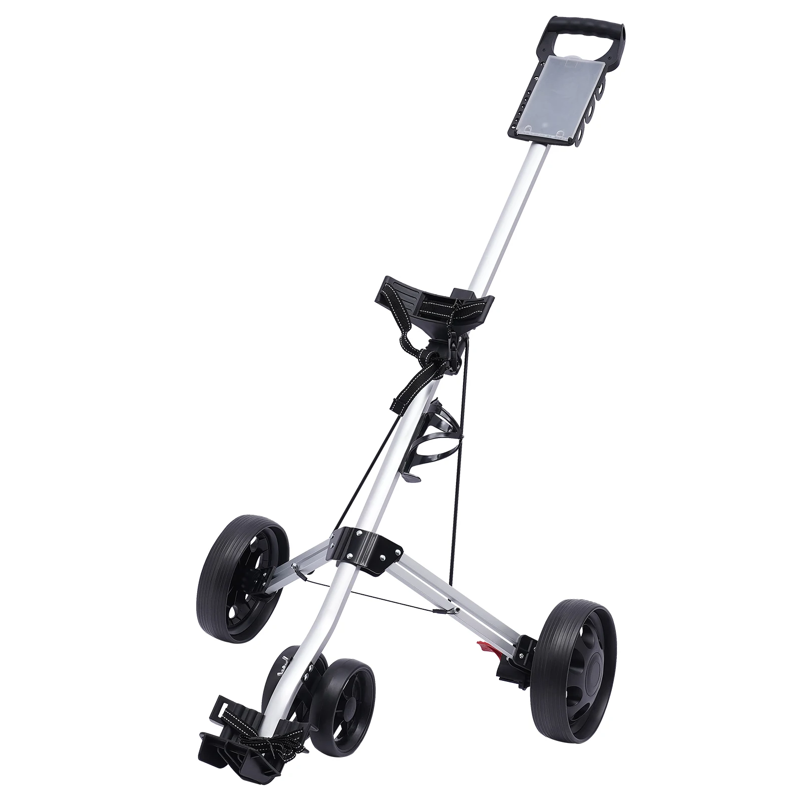3 Wheel Push Pull Golf CART-Foot Brake-ONE Second to Open & Close Lightweight Push Pull Golf Cart Trolley Sturdy Foldable