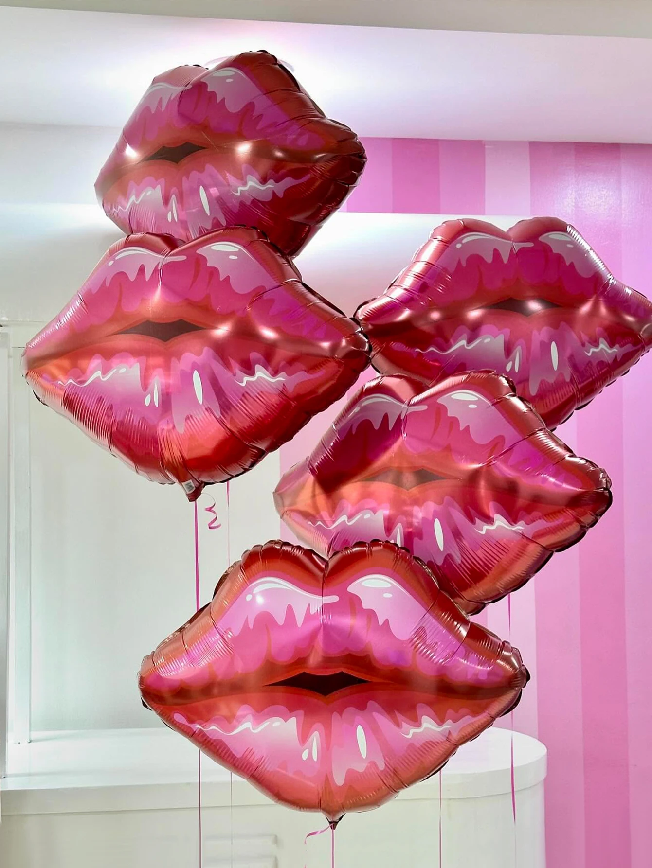 2/5 Stück Lippen-Folienballons, Valentinstagsdekoration, Jahrestag, Make-up-Thema, Geburtstag, Hochzeit, Brautparty-Dekorationen