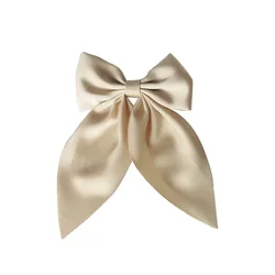 Elegant Double - Sided Satin Bow Hair Clip - Versatile Small Accessory (Beige)