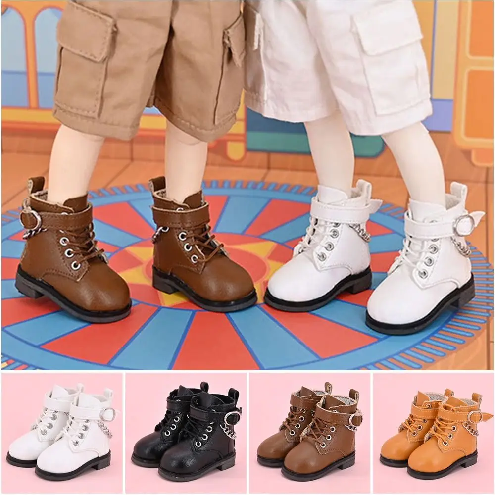 30cm Puppen schuhe Mode Pu Leder Kette Martin Stiefel für 1/6 bjd Puppe Kleidung Zubehör Spielhaus Kinderspiel zeug – Detail 1