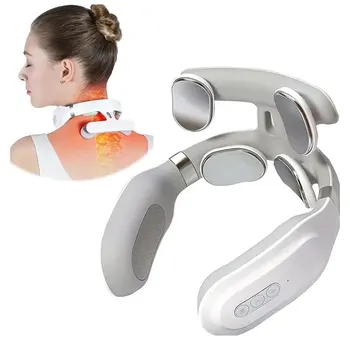 Neck Protector Charging Cervical Massage Instrument Electric Therapy Therapy Instrument Pulse Heating Voice Cervical Massager