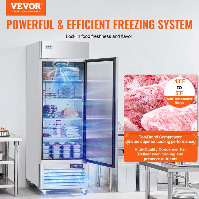 SucceBuy Congelatore commerciale Congelatore a porta singola con scongelamento automatico in acciaio inossidabile da -13 a 5 ℉ Controllo della temperatura 2