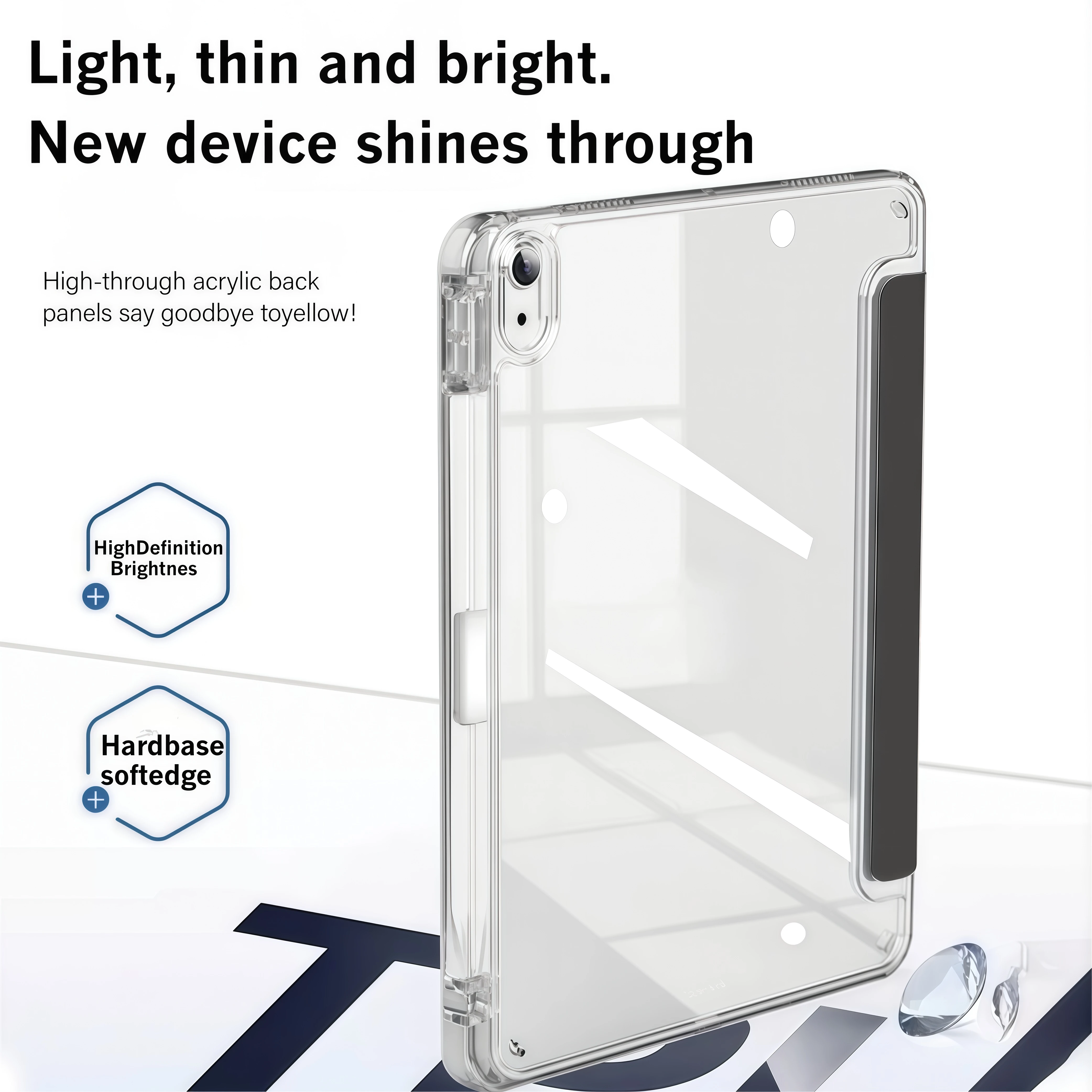 Slim Stylish Y-Shaped Stand Case with Pencil Holder for 8.3 Tablets, Multi-Angle Folding Design