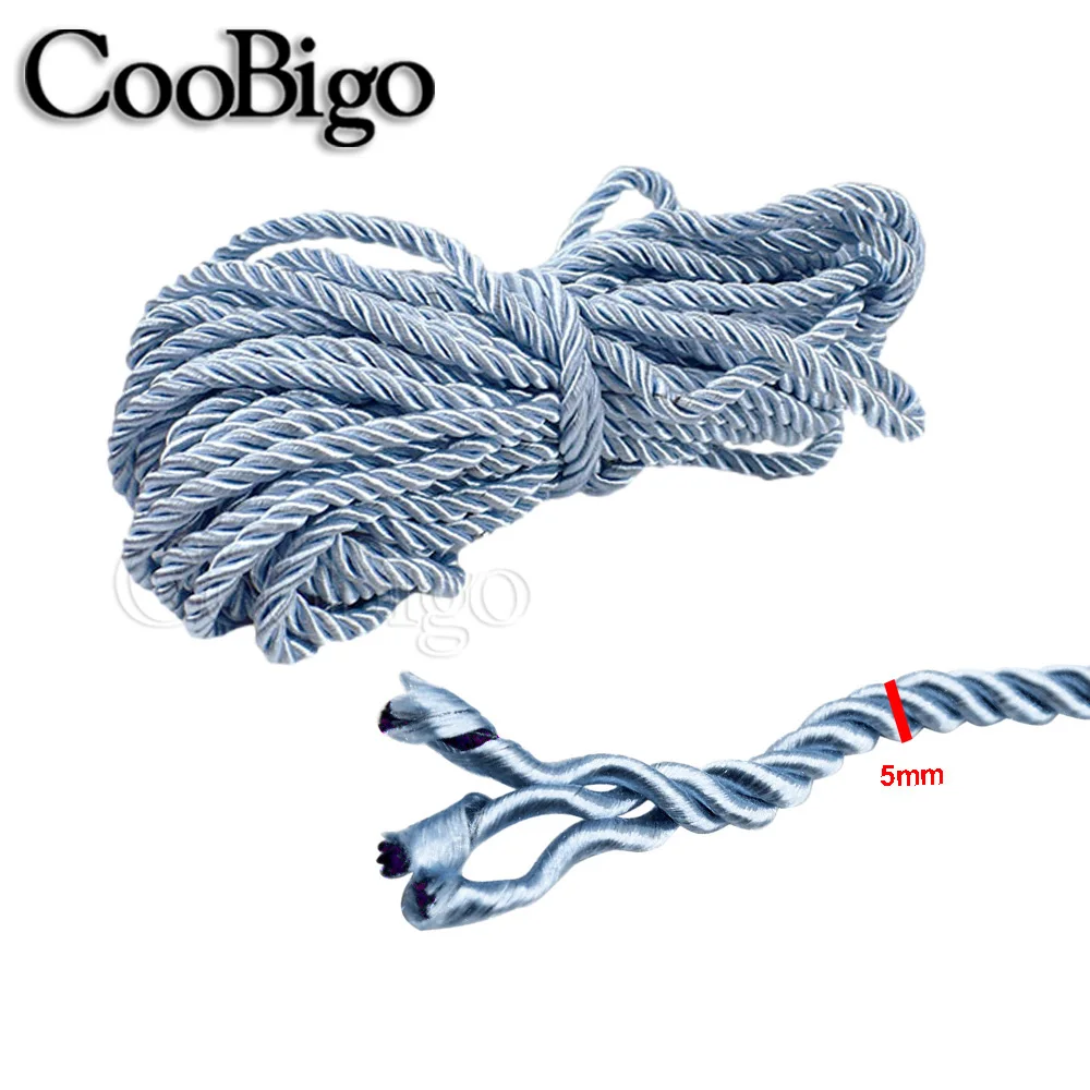 Polyester Rope Nylon Cord Paracord Rope 5mm Three Strand Polyester Cord Decoration Bracelet Ropes Present Bags Curtain Home DIY Craft Accessories 5Meters