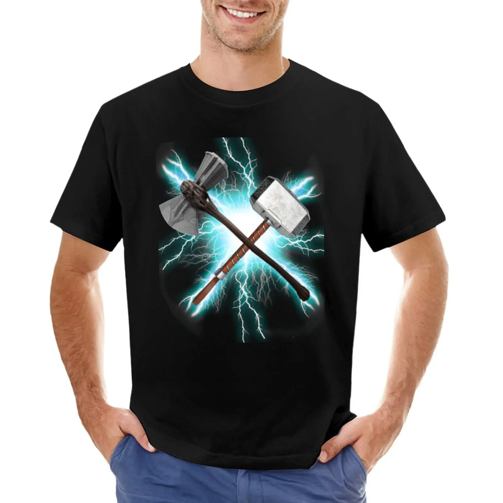 Stormbreaker E Mjolnir Thor T-Shirt Manica Corta Tee Abbigliamento Vintage Magliette Aderenti Per Uomo