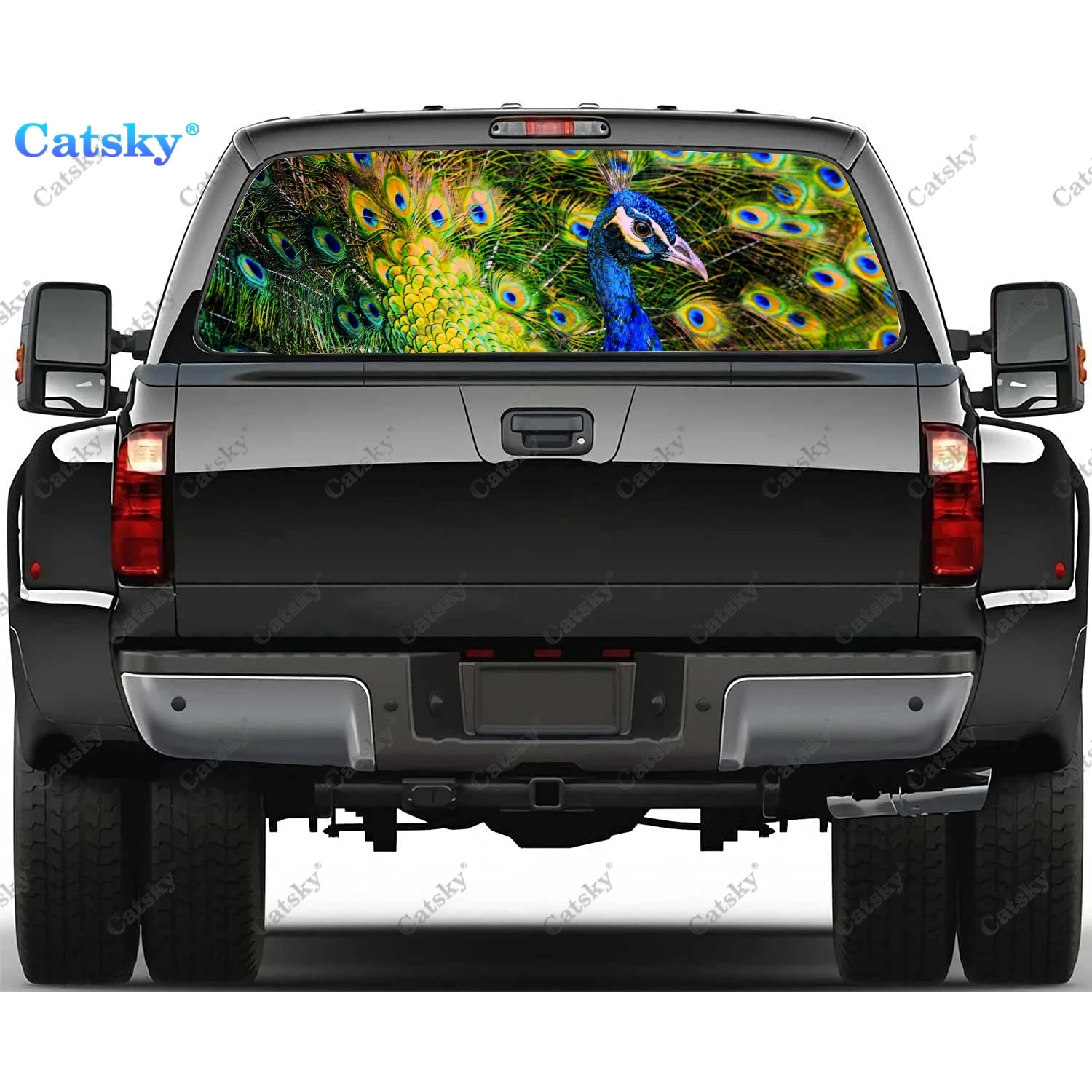 

Green Peacock Decoration Rear Window Stickers Windshield Decal Truck Rear Window Decal Universal Tint Perforated Vinyl Graphic