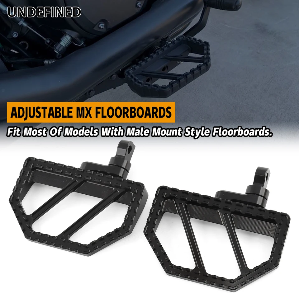 Pedane MX Offroad Mini Poggiapiedi In Alluminio Billet Per Harley – Punte Acciaio Inox – Nero Oro
