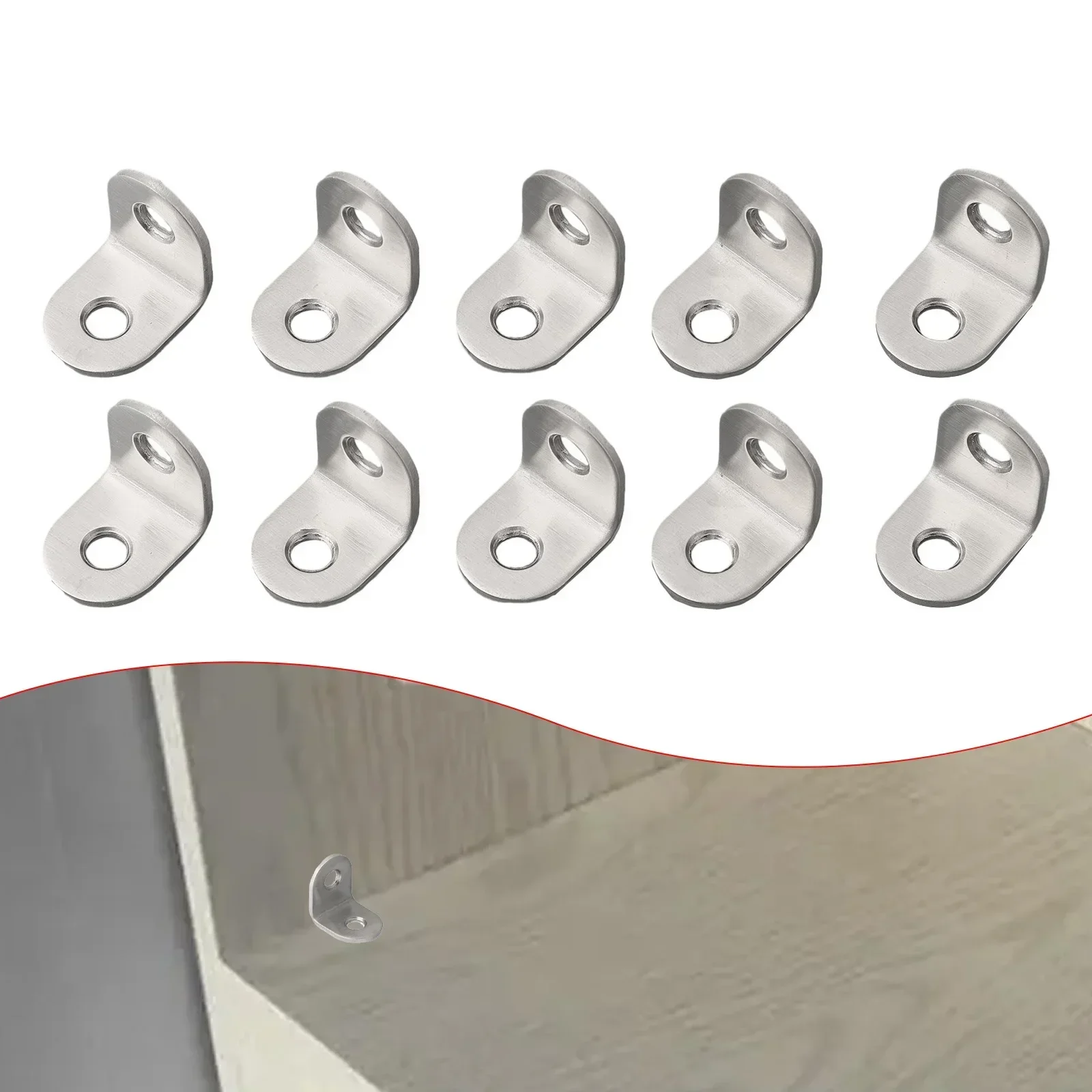 New Set Corner Brackets Right Angle Rust-resistant Joint Repair Shelf Silver Stainless Steel 10pcs 90 Degree Brace