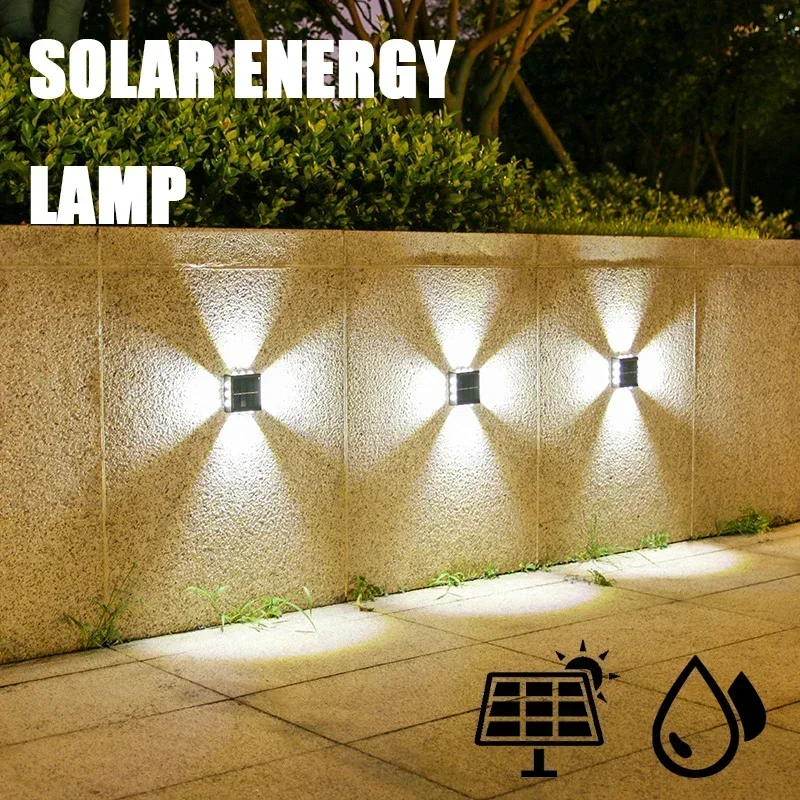 Description Picture 2 of itemLED Solar Wall Lamp Four Sides Spotlight Outdoor Waterproof Up and Down Luminous Sunlight Light Garden Yard Fence Decor Lamps