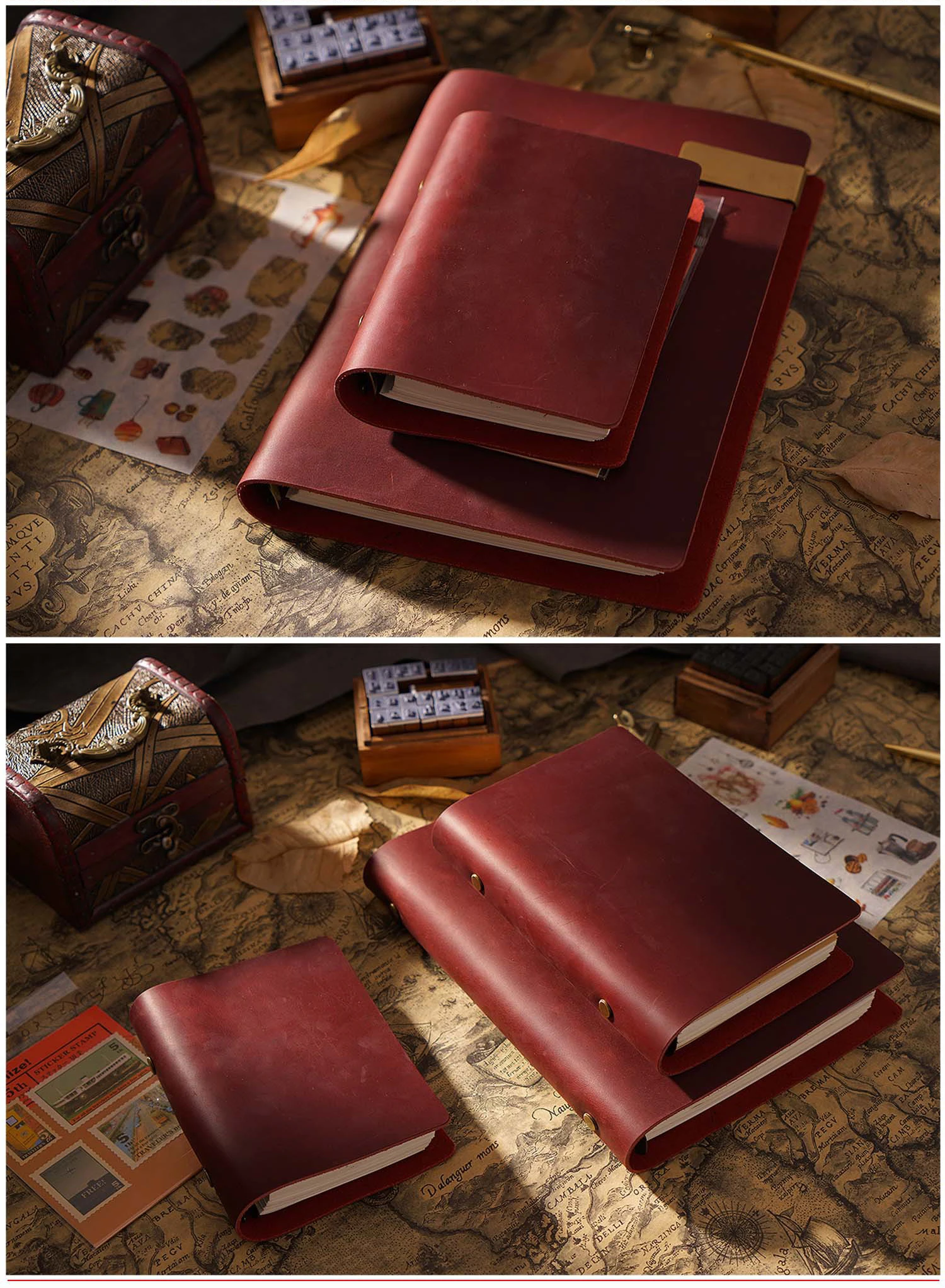 AIGUONIU Echtem Leder Handgemachte A6 Größe Ring Planer Vintage Unisex Notebook Mit 6-loch Binder Sketch Notizbuch Großhandel – Detail 18