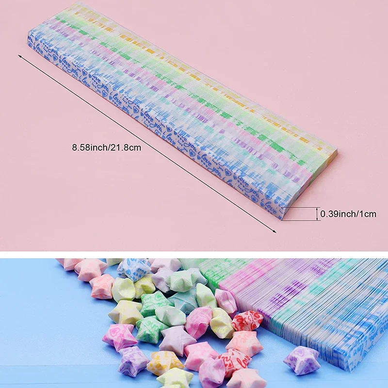 210 Sheets Luminous Origami Stars Paper 10 Colors Strips Lucky Star Decor Folding Paper Craft