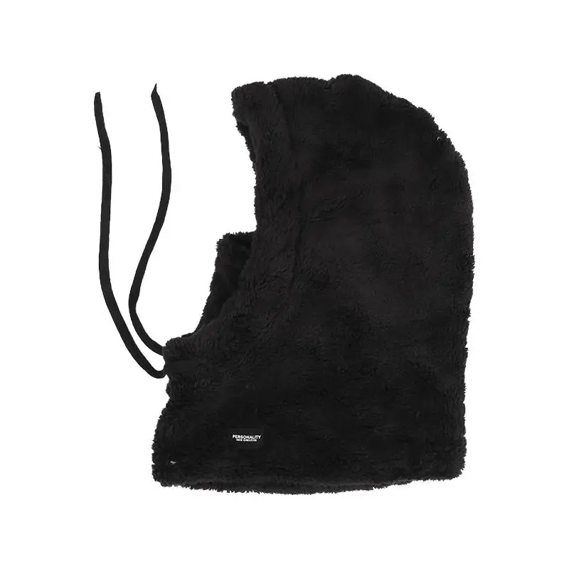 Winter Thikcen Beanies Hat Windproof Mask With Drawstring Hood Caps Ski Face Cover For Women Outdoor Warm Cold Proof Caps