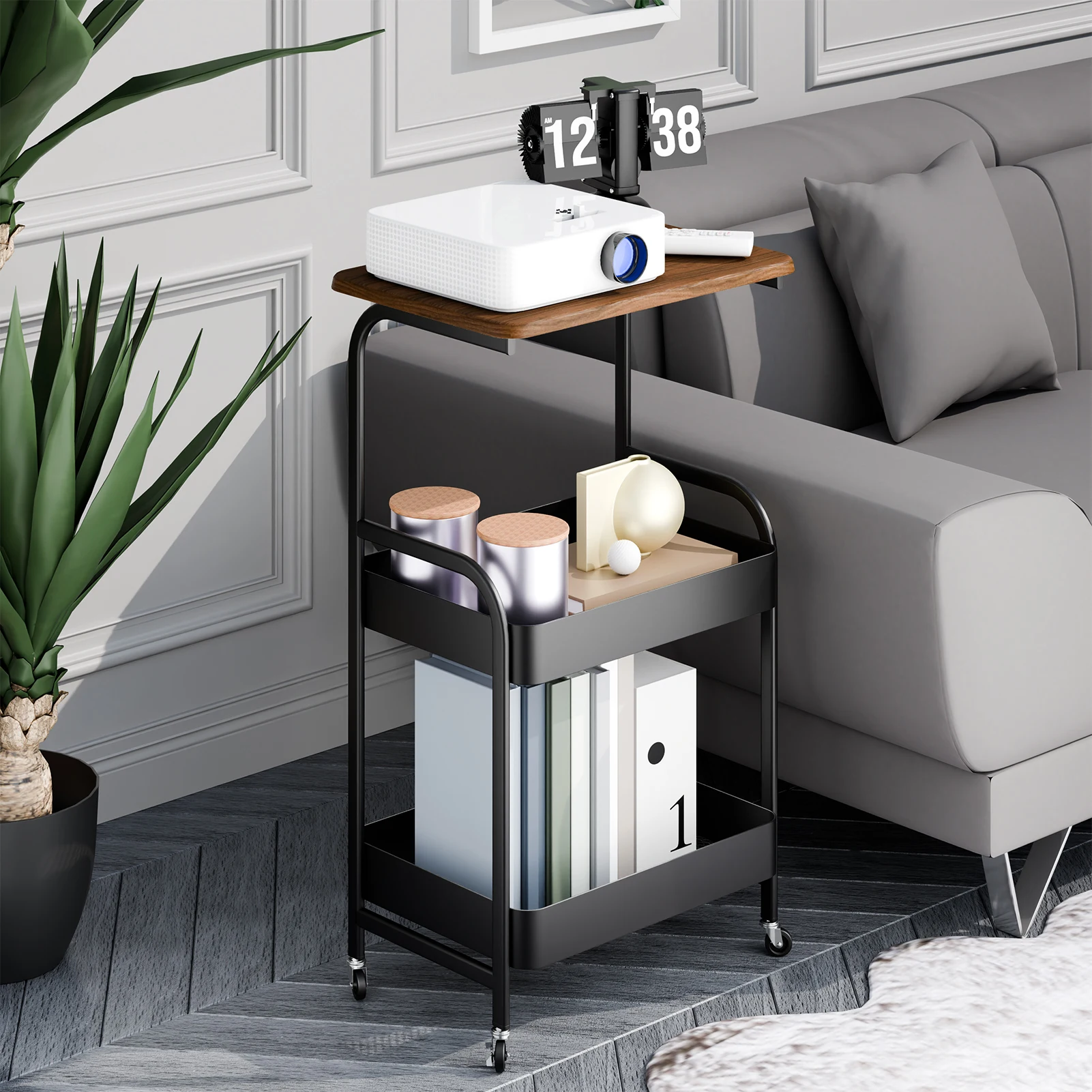 3 Tiers Trolley Rack Kitchen Bedroom Snacks Mobile Bathroom Basket Kitchen Storage Rack Vegetable Fruit Microwave Organizer