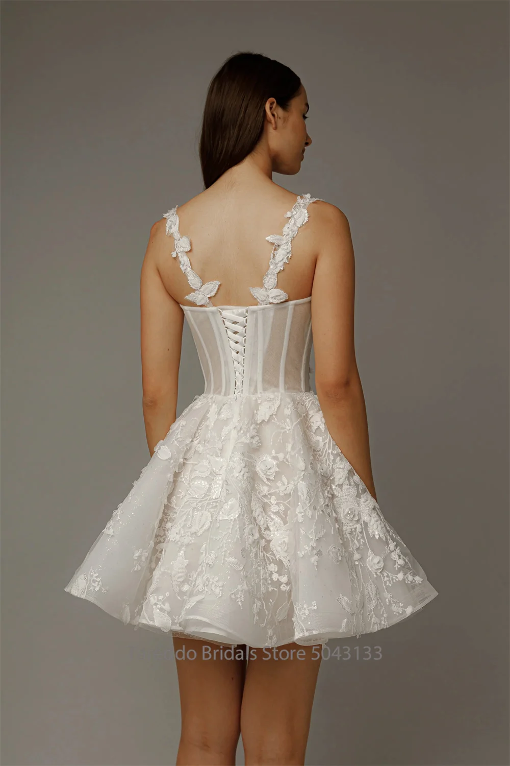 Customized Detachable Spaghetti Straps Wedding Dress 2 in 1 Lace Skirt Satin Ball Gown for Bride casamento Dress 4