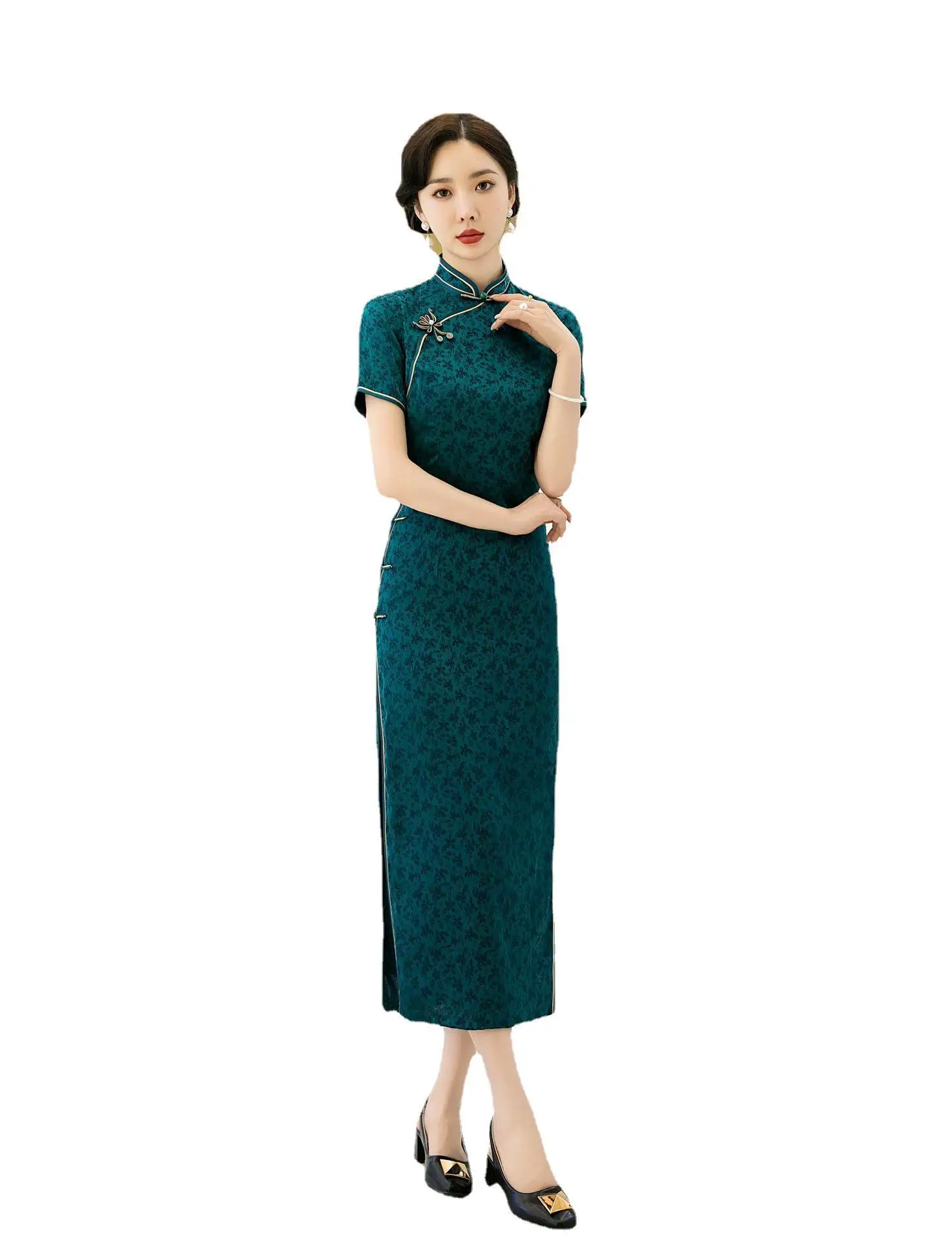 

Cheongsam Jacquard New Chinese Style Photography Special-Interest Design Banquet Clothes Traditional Clothing Artistic Skirt