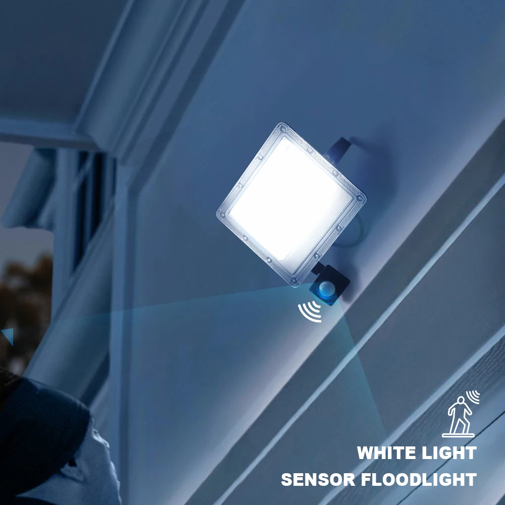 LED 투광 조명 PIR 모션 센서 야외 방수 반사판 LED 스포트라이트 거리 정원 벽 조명 50W 100W 200W 300W 500W