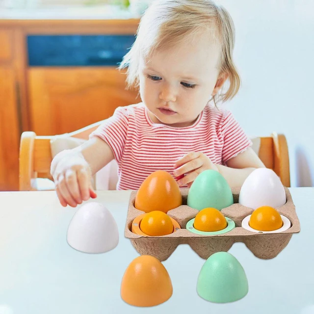 Faux œufs en bois, 6 pièces, jouets Montessori pour tout-petits, cadeau  d'anniversaire pour la