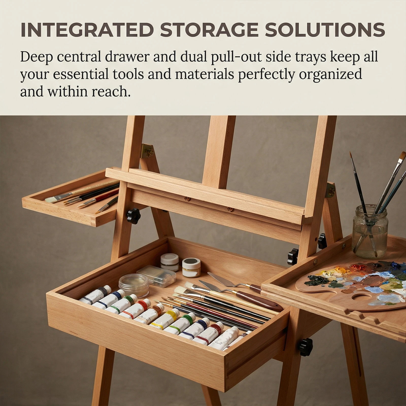 Adjustable Beech Wood Studio Easel 5