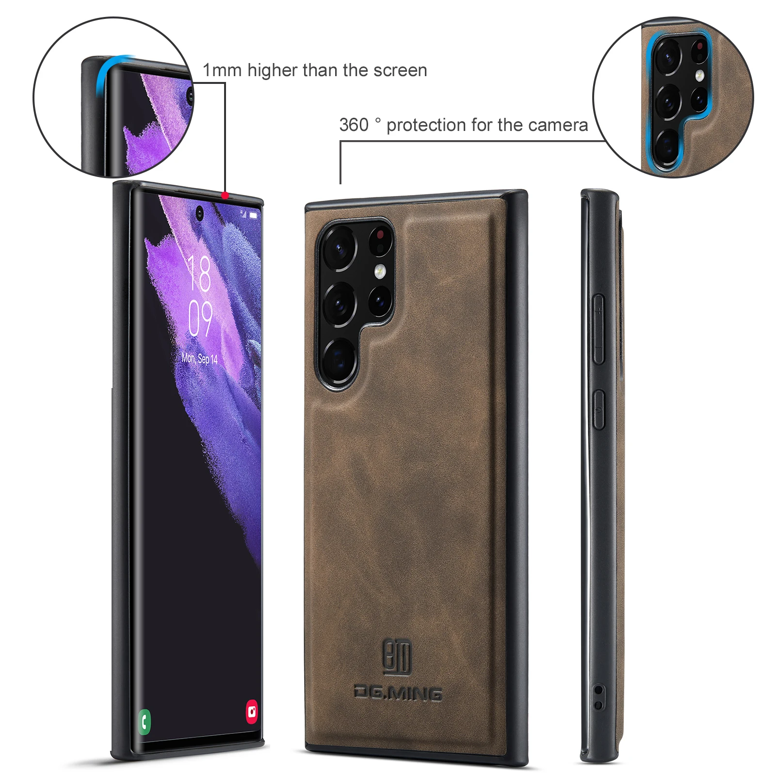 DG MING Strong Magnetic Retro Leather Phone Case Cover