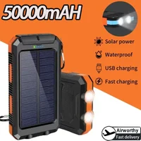 New 50000mAh Solar PowerBank Large Capacity Fast Charging Portable Charger lanyard Compass External Battery Outdoor Backup Power 1