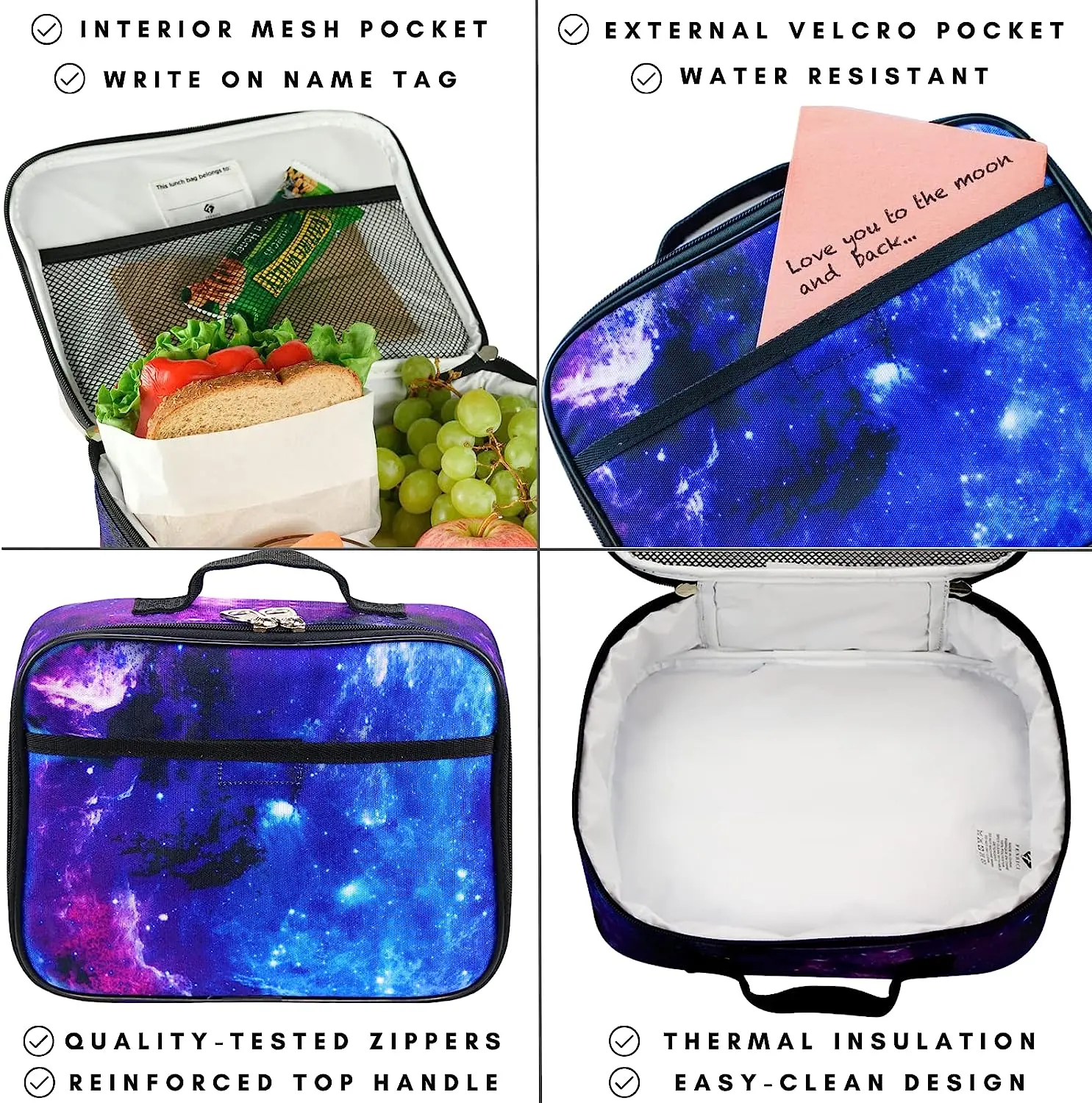 Fenrici Galaxy Lunch Box for Boys, Girls, Kids Insulated Lunch Bag