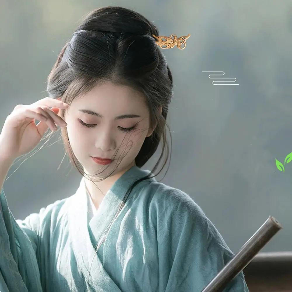 뿔꽃 물결 모양 헤어 스틱 나비 구름 중국식 헤어 포크 여성 한복 머리핀 한국식 헤어 클립 나무 헤어 스틱